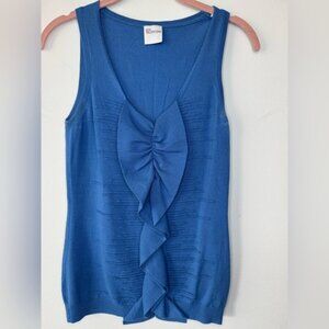 RED Valentino Blue Ruffled Tank Top
